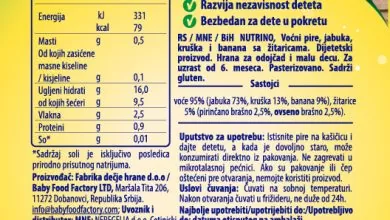 deklaracija 14.18. NUTRINO Vocni pire Jabuka kruska i banana sa zitaricama 100g kon